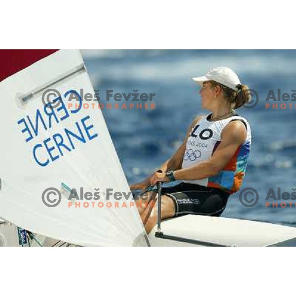 Teja Cerne of Slovenia in sailing during summer Olympic games in Athens 2004, Greece 