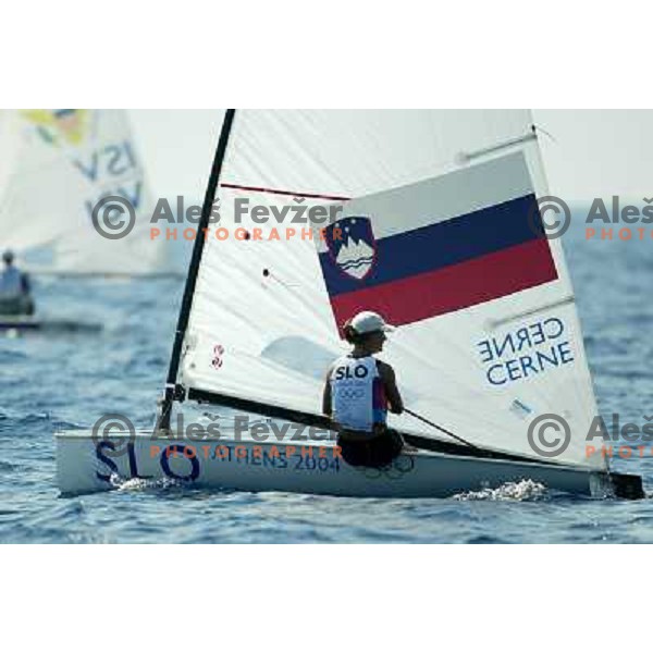 Teja Cerne of Slovenia in sailing during summer Olympic games in Athens 2004, Greece 