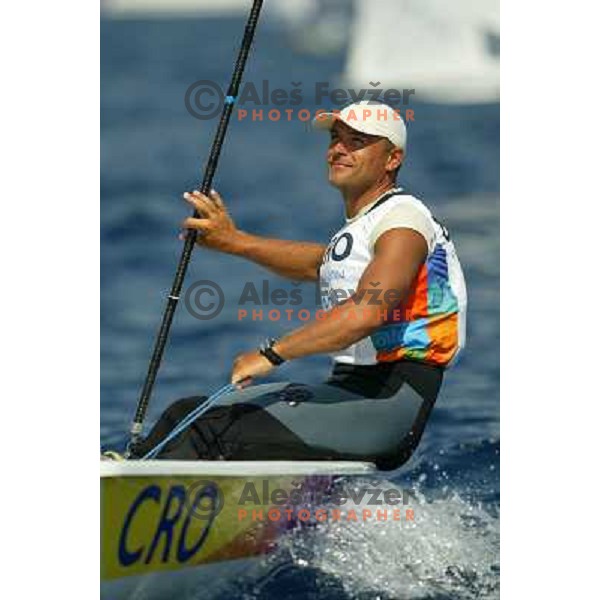 Mate Arapov of Croatia competing in finn class in sailing during summer Olympic games in Athens 2004, Greece 