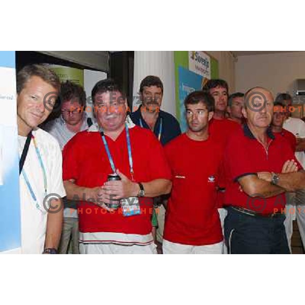 Tone Jagodic, Marko Ilesic, Tomaz Copi, Pavlin during summer Olympic games in Athens on August 22,2004, Greece 