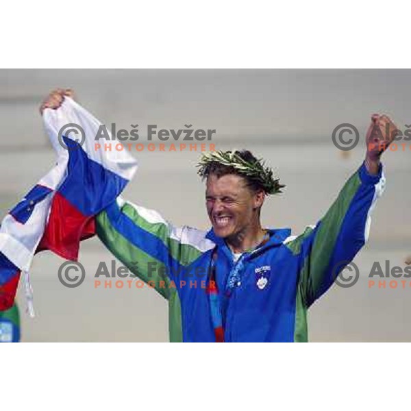 Vasilij Zbogar of Slovenia won bronze Olympic medal in laser class in sailing during summer Olympic games in Athens on August 22,2004, Greece 