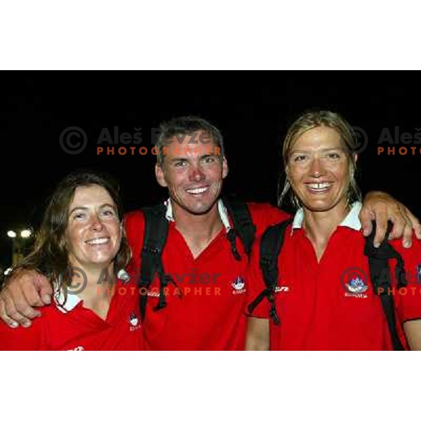 Vesna Dekleva, Mitja Margon, Klara Maucec during summer Olympic games in Athens on August 22,2004, Greece 