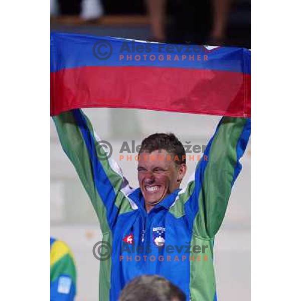 Vasilij Zbogar of Slovenia won bronze Olympic medal in laser class in sailing during summer Olympic games in Athens on August 22,2004, Greece 