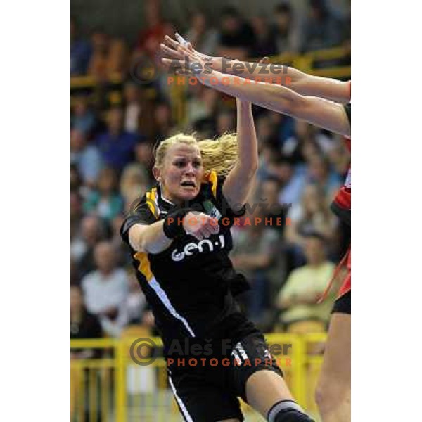 Spela Oklescen of Zagorje Gen1 in action during handball match Zagorje Gen1- Krim Mercator in semi-final of Slovenian Cup, played in Zagorje on April 2, 2011 