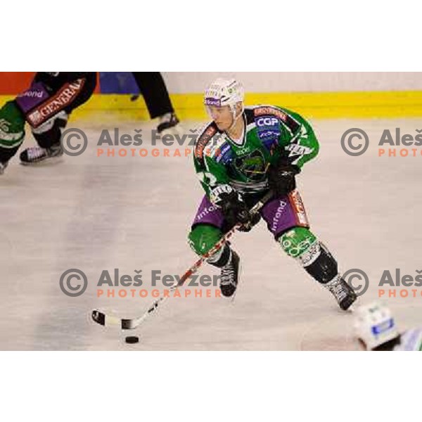 John Hughes in action during Ice hockey match HDD Tilia Olimpija - Acroni Jesenice in 2nd game of the final of the Slovenian ice hockey league, Tivoli Hall, 03.04.2011 