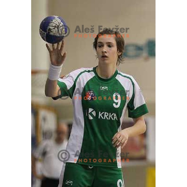 Ana Hribar of Krka in action during handball game Krka-Krim Mercator in the final of Slovenian Cup, played in Zagorje, Slovenia on April 3, 2011. 