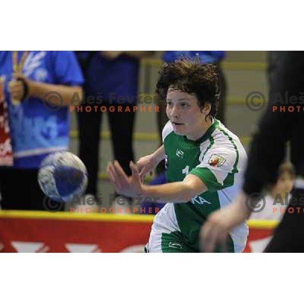 Pika Dvornik of Krka in action during handball game Krka-Krim Mercator in the final of Slovenian Cup, played in Zagorje, Slovenia on April 3, 2011. 