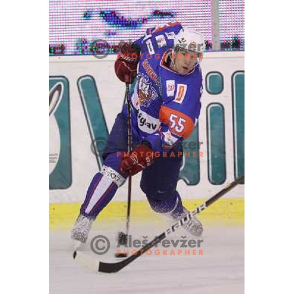 Robert Sabolic of Slovenia in action during friendly ice- hockey match Slovenia-Kazakhstan before World Championships, played in Hala Tivoli, Ljubljana, Slovenia on April 12, 2011 