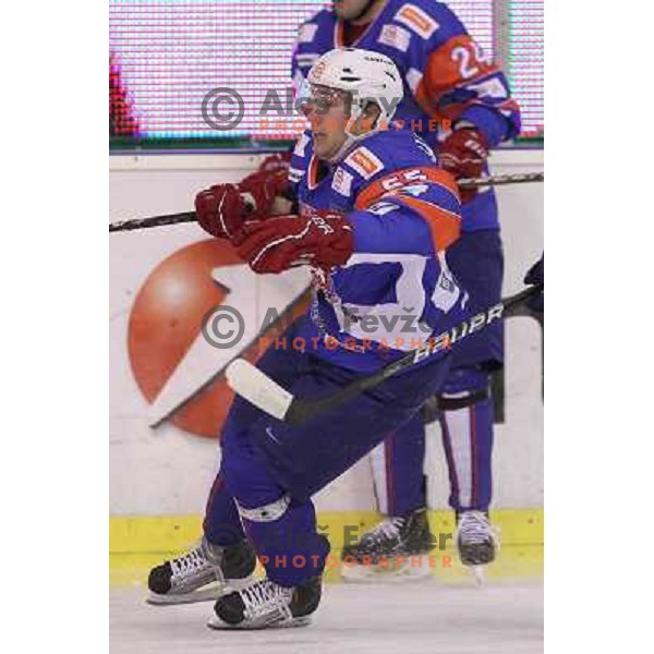 Robert Sabolic of Slovenia in action during friendly ice- hockey match Slovenia-Kazakhstan before World Championships, played in Hala Tivoli, Ljubljana, Slovenia on April 12, 2011 