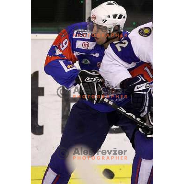  Ziga Pance of Slovenia in action during friendly ice- hockey match Slovenia-Kazakhstan before World Championships, played in Hala Tivoli, Ljubljana, Slovenia on April 12, 2011 