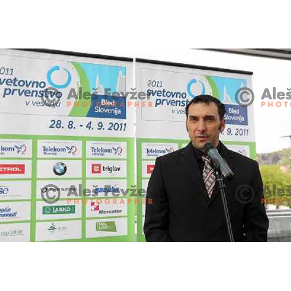 Denis Zvegelj, president of Slovenian Rowing Association during press conference of organizing commitee of Bled 2011 World Rowing Championships, Ljubljana, Slovenia on April 14,2011 