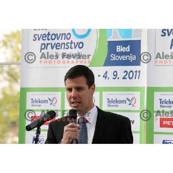 Tim Farcnik, secretary general during Press conference of organizing commitee of Bled 2011 World Rowing Championships in Ljubljana, Slovenia on April 14,2011 