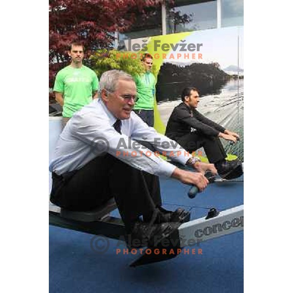 Janez Bencina and Denis Zvegelj, president of Slovenian Rowing Association during press conference of organizing commitee of Bled 2011 World Rowing Championships, Ljubljana, Slovenia on April 14,2011 