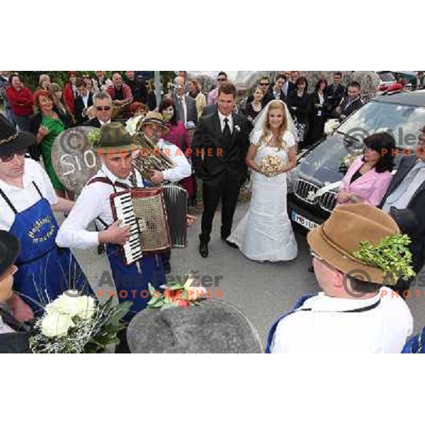 Matjaz Gojcic, professional golfer of Slovenia wedds Tanja at Ptuj Golf Course on April 30, 2011 