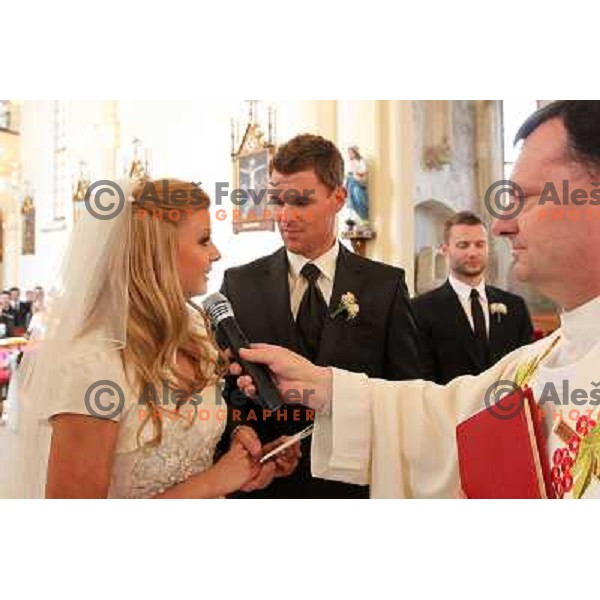 Matjaz Gojcic, professional golfer of Slovenia wedds Tanja at Ptuj Golf Course on April 30, 2011 