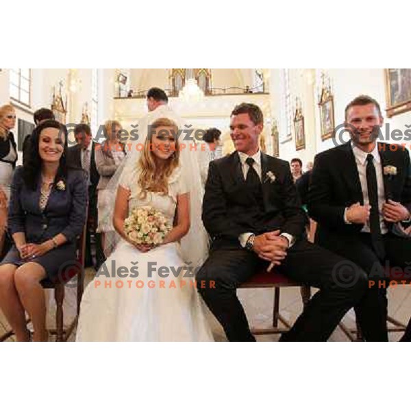Matjaz Gojcic, professional golfer of Slovenia wedds Tanja at Ptuj Golf Course on April 30, 2011 
