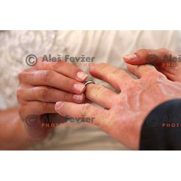 Matjaz Gojcic, professional golfer of Slovenia wedds Tanja at Ptuj Golf Course on April 30, 2011 