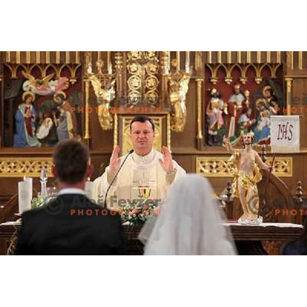 Matjaz Gojcic, professional golfer of Slovenia wedds Tanja at Ptuj Golf Course on April 30, 2011 