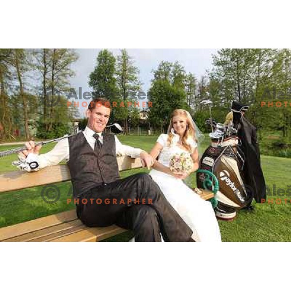 Matjaz Gojcic, professional golfer of Slovenia wedds Tanja at Ptuj Golf Course on April 30, 2011 