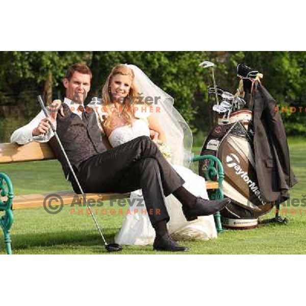 Matjaz Gojcic, professional golfer of Slovenia wedds Tanja at Ptuj Golf Course on April 30, 2011 