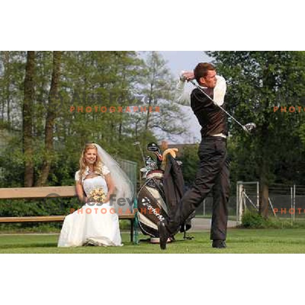 Matjaz Gojcic, professional golfer of Slovenia wedds Tanja at Ptuj Golf Course on April 30, 2011 