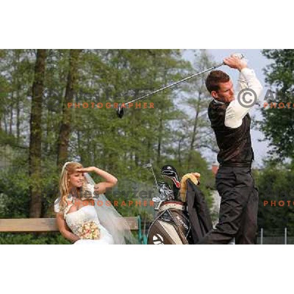 Matjaz Gojcic, professional golfer of Slovenia wedds Tanja at Ptuj Golf Course on April 30, 2011 
