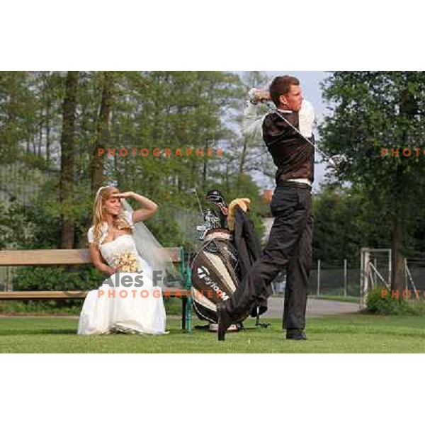 Matjaz Gojcic, professional golfer of Slovenia wedds Tanja at Ptuj Golf Course on April 30, 2011 