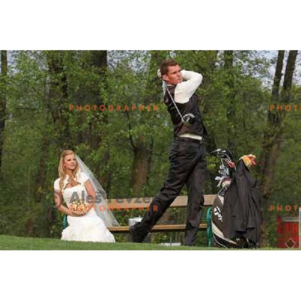 Matjaz Gojcic, professional golfer of Slovenia wedds Tanja at Ptuj Golf Course on April 30, 2011 