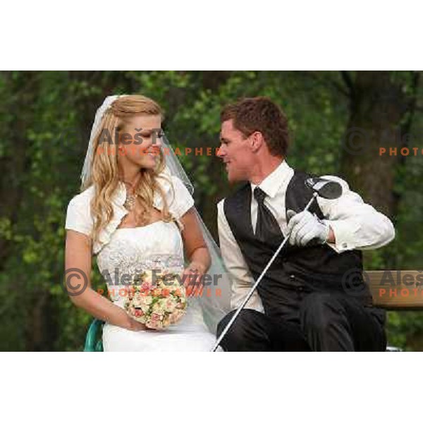 Matjaz Gojcic, professional golfer of Slovenia wedds Tanja at Ptuj Golf Course on April 30, 2011 