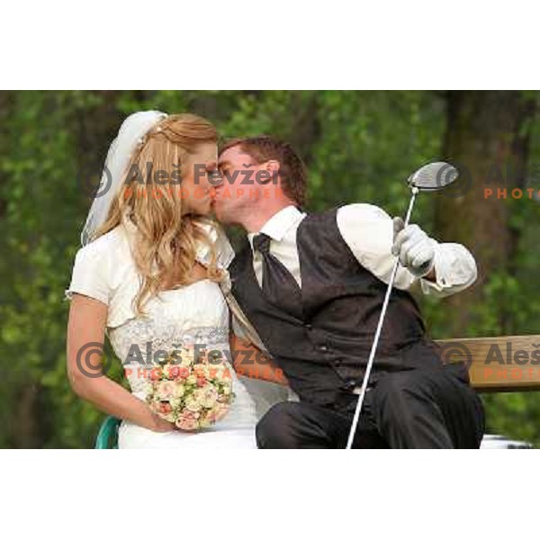 Matjaz Gojcic, professional golfer of Slovenia wedds Tanja at Ptuj Golf Course on April 30, 2011 