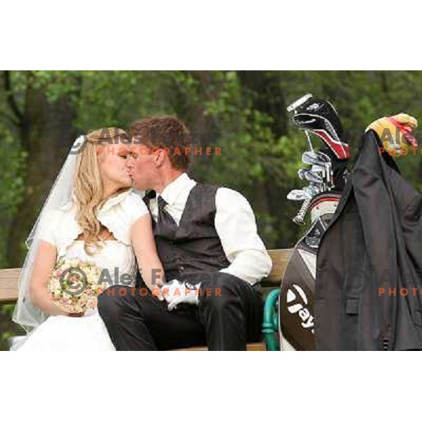 Matjaz Gojcic, professional golfer of Slovenia wedds Tanja at Ptuj Golf Course on April 30, 2011 