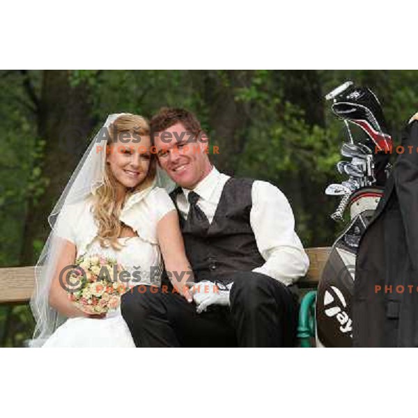 Matjaz Gojcic, professional golfer of Slovenia wedds Tanja at Ptuj Golf Course on April 30, 2011 