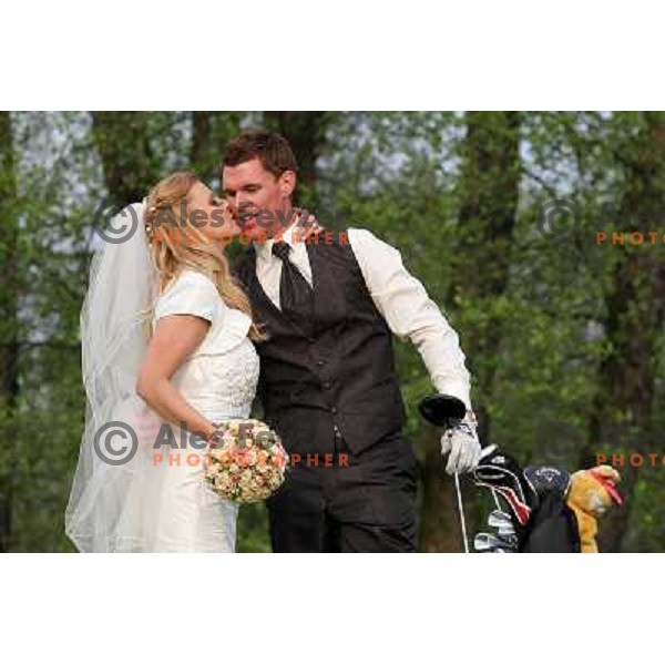 Matjaz Gojcic, professional golfer of Slovenia wedds Tanja at Ptuj Golf Course on April 30, 2011 