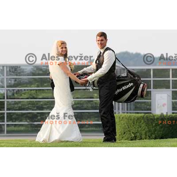Matjaz Gojcic, professional golfer of Slovenia wedds Tanja at Ptuj Golf Course on April 30, 2011 