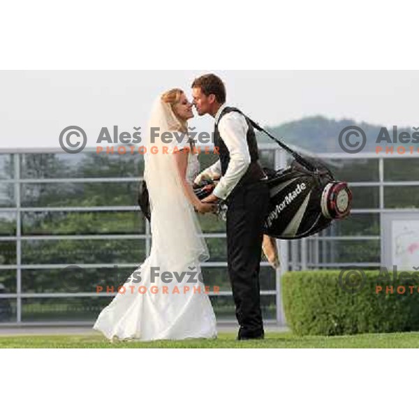 Matjaz Gojcic, professional golfer of Slovenia wedds Tanja at Ptuj Golf Course on April 30, 2011 