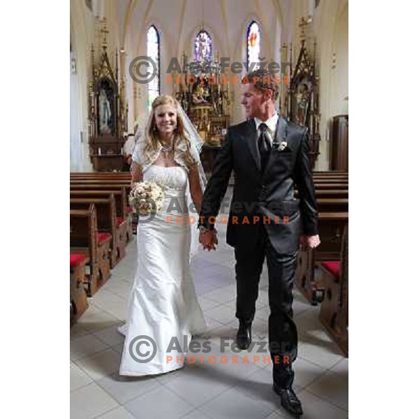 Matjaz Gojcic, professional golfer of Slovenia wedds Tanja at Ptuj Golf Course on April 30, 2011 
