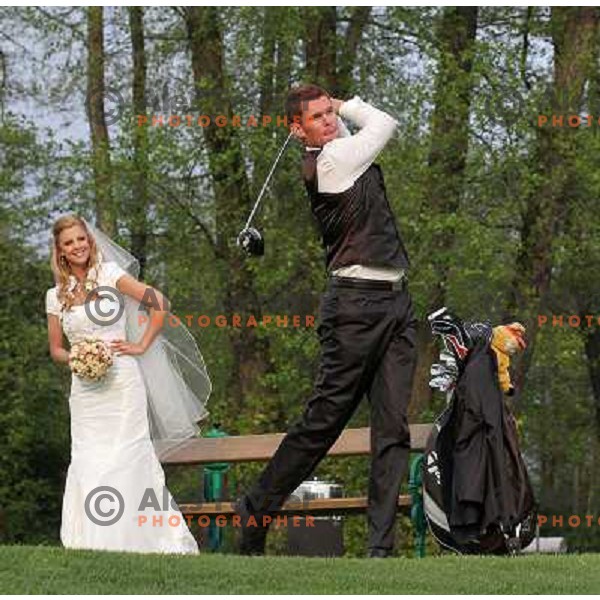 Matjaz Gojcic, professional golfer of Slovenia wedds Tanja at Ptuj Golf Course on April 30, 2011 