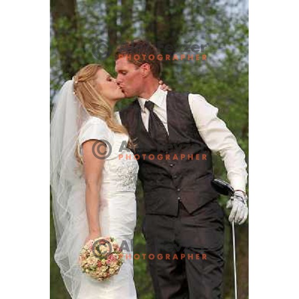 Matjaz Gojcic, professional golfer of Slovenia wedds Tanja at Ptuj Golf Course on April 30, 2011 