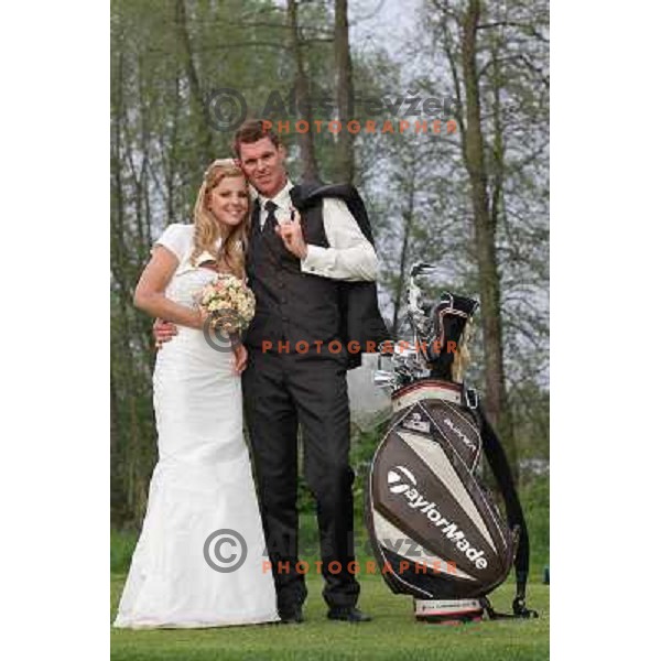 Matjaz Gojcic, professional golfer of Slovenia wedds Tanja at Ptuj Golf Course on April 30, 2011 