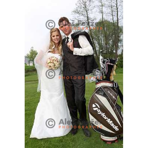 Matjaz Gojcic, professional golfer of Slovenia wedds Tanja at Ptuj Golf Course on April 30, 2011 