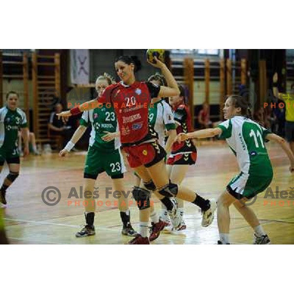Alja Koren in action during handball match Krim - Krka, last game of the season, played in Galjevica, Ljubljana, Slovenia on May 14, 2011 