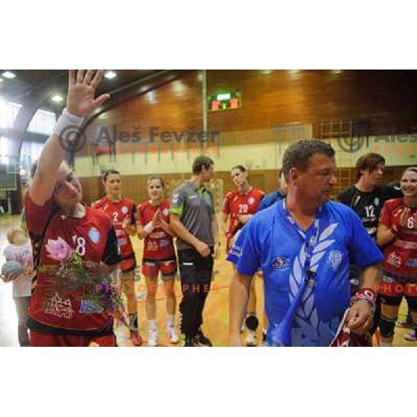 Vesna Pus and Krimovci after the handball match Krim - Krka, last game of the season, played in Galjevica, Ljubljana, Slovenia on May 14, 2011 