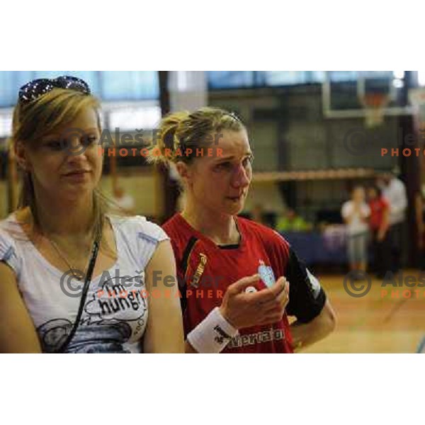 Barbara Varlec, Vesna Pus after the handball match Krim - Krka, last game of the season, played in Galjevica, Ljubljana, Slovenia on May 14, 2011 