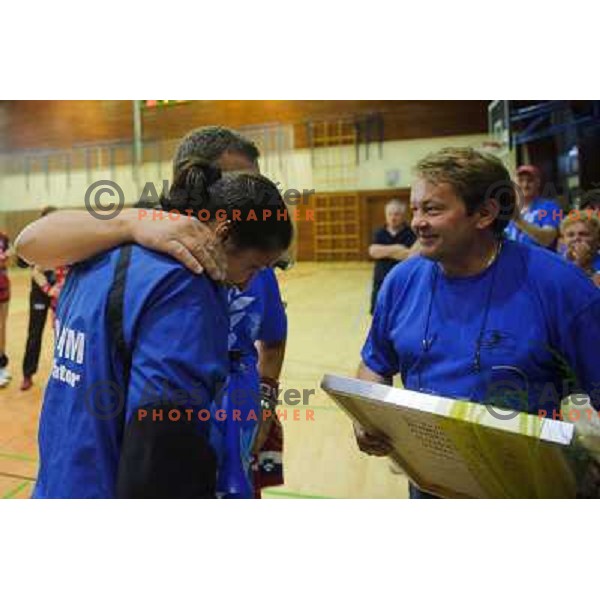 Andrea Lekic and Krimovci after the handball match Krim - Krka, last game of the season, played in Galjevica, Ljubljana, Slovenia on May 14, 2011 