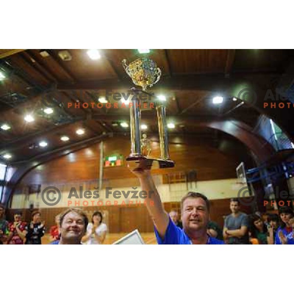 Andrea Lekic and Krimovci after the handball match Krim - Krka, last game of the season, played in Galjevica, Ljubljana, Slovenia on May 14, 2011 