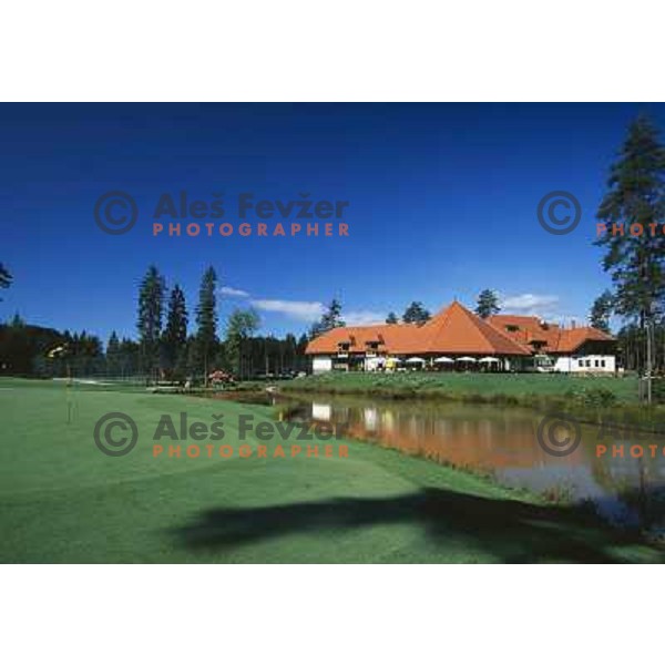 Arboretum, hole 9 with club house in the background