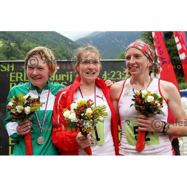 Philippa Maddams of England, winner of 8th World Long Distance Mountain Running Challenge in Slovenia on June 18, 2011. Start in Petrovo Brdo, finish in Podbrdo, 37.5 km with total of 5300 meters of climbs and descents 