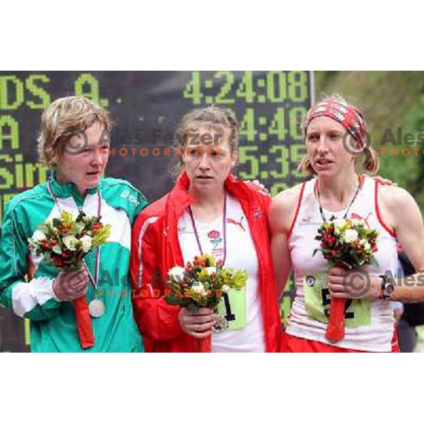 Philippa Maddams of England, winner of 8th World Long Distance Mountain Running Challenge in Slovenia on June 18, 2011. Start in Petrovo Brdo, finish in Podbrdo, 37.5 km with total of 5300 meters of climbs and descents 