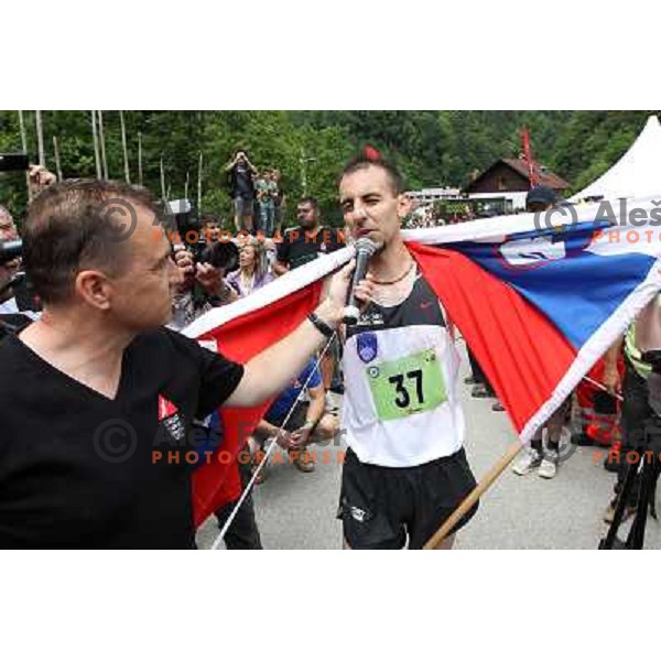 Mitja Kosovelj of Slovenia, winner of 8th World Long Distance Mountain Running Challenge in Slovenia on June 18, 2011. Start in Petrovo Brdo, finish in Podbrdo, 37.5 km with total of 5300 meters of climbs and descents 