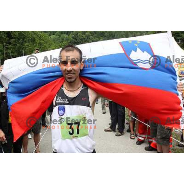 Mitja Kosovelj of Slovenia, winner of 8th World Long Distance Mountain Running Challenge in Slovenia on June 18, 2011. Start in Petrovo Brdo, finish in Podbrdo, 37.5 km with total of 5300 meters of climbs and descents 